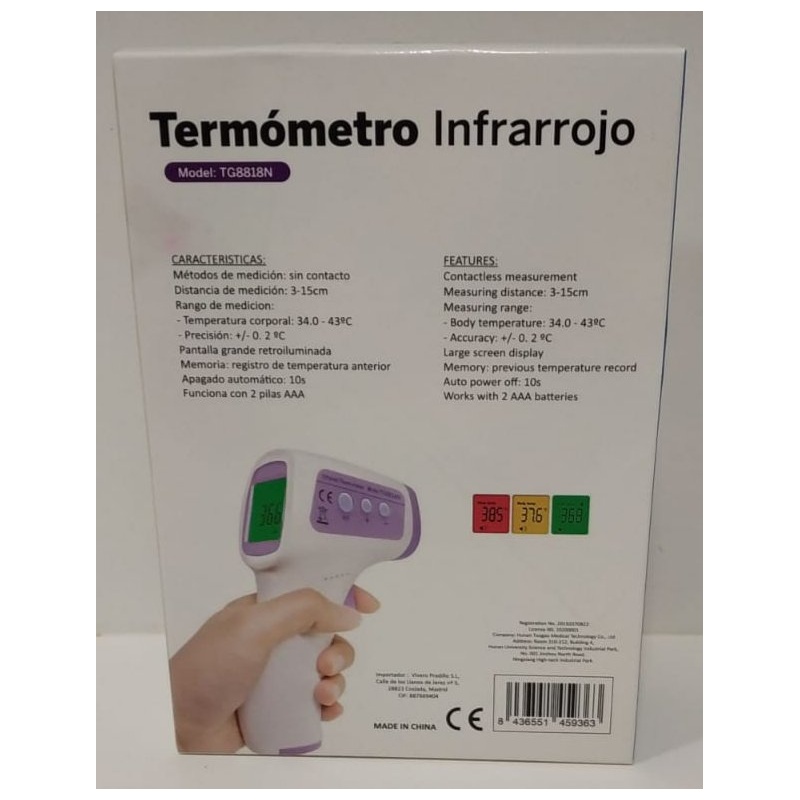 Termómetro Digital Infrarrojo Sin Contacto Techealth