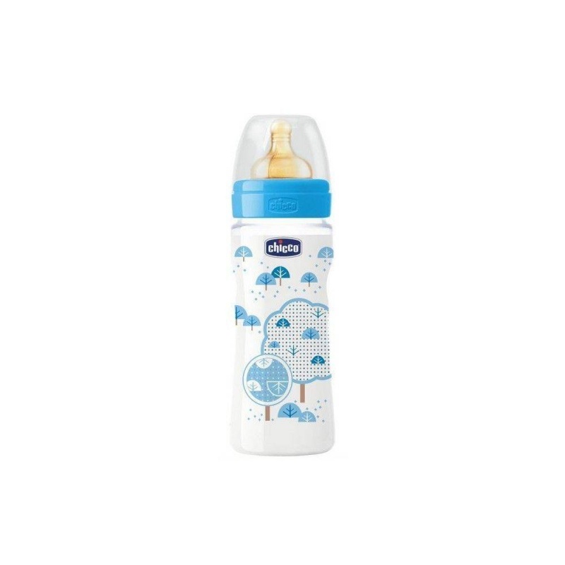 Chicco biberon boca ancha latex 4m+ azul 330 ml