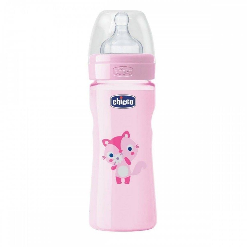 Chicco biberon flujo medio silicona rosa 2m+ 250 ml