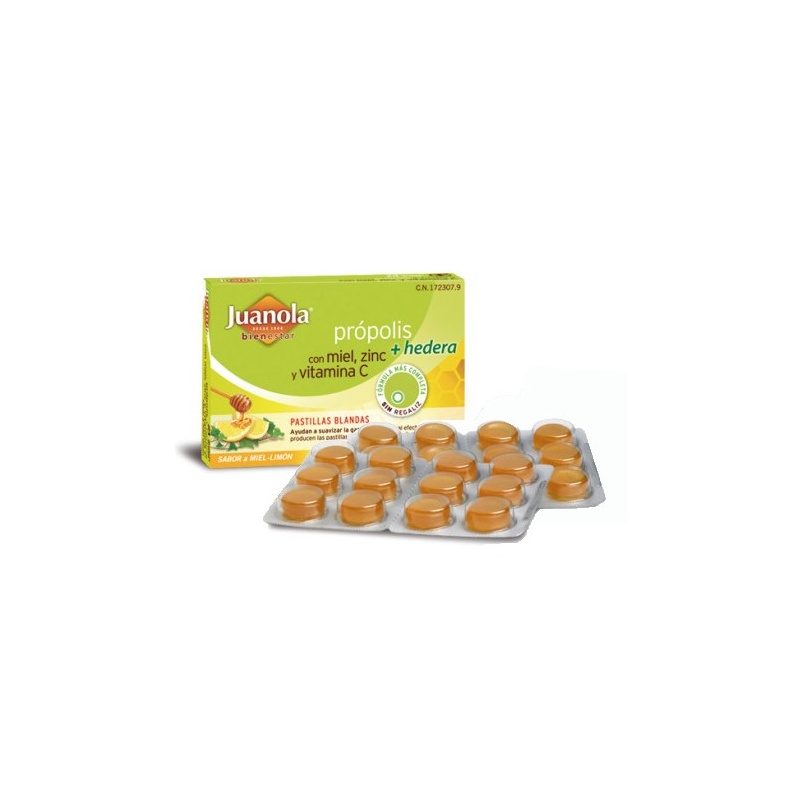 Juanola Própolis Miel, Zinc, Vitamina C y Hedera Sabor Miel y Limón 24 Pastillas