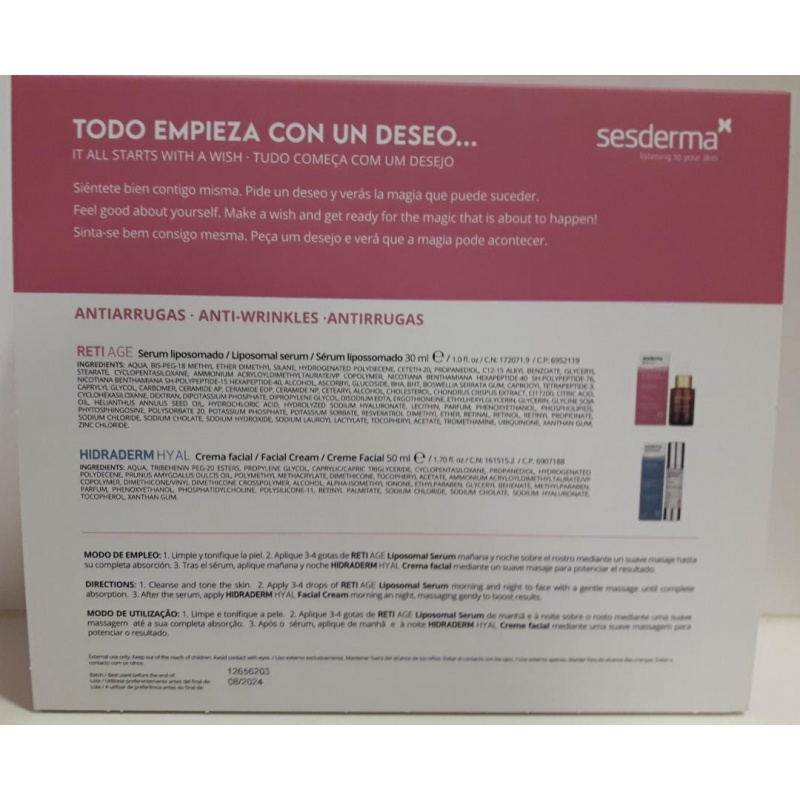 Sesderma Pack Antiedad Retiage Crema 50ml + Fillderma Sérum 30 ml + 3 Ampollas Fillderma