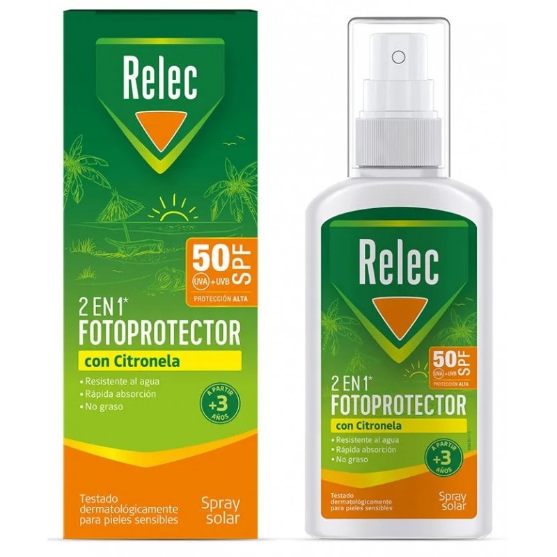 RELEC FOTOPROTECTOR SPF 50 CON CITRONELA SPRAY 100 ML