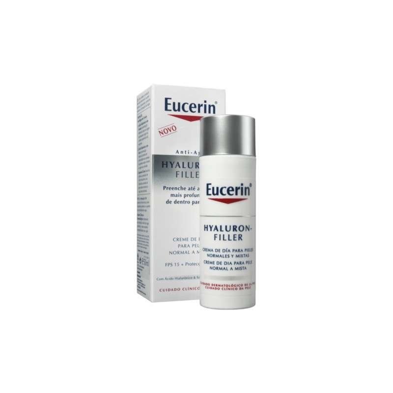 Pack Eucerin Hyaluron Filler Día Piel Normal/Mixta + Agua Micelar + Sun Fluído Antiedad 5ml