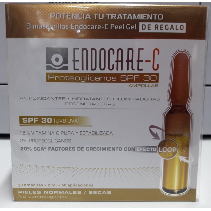 Endocare C Proteoglicanos SPF30 Ampollas 30x2ml+3 Mascarillas C Peel REGALO
